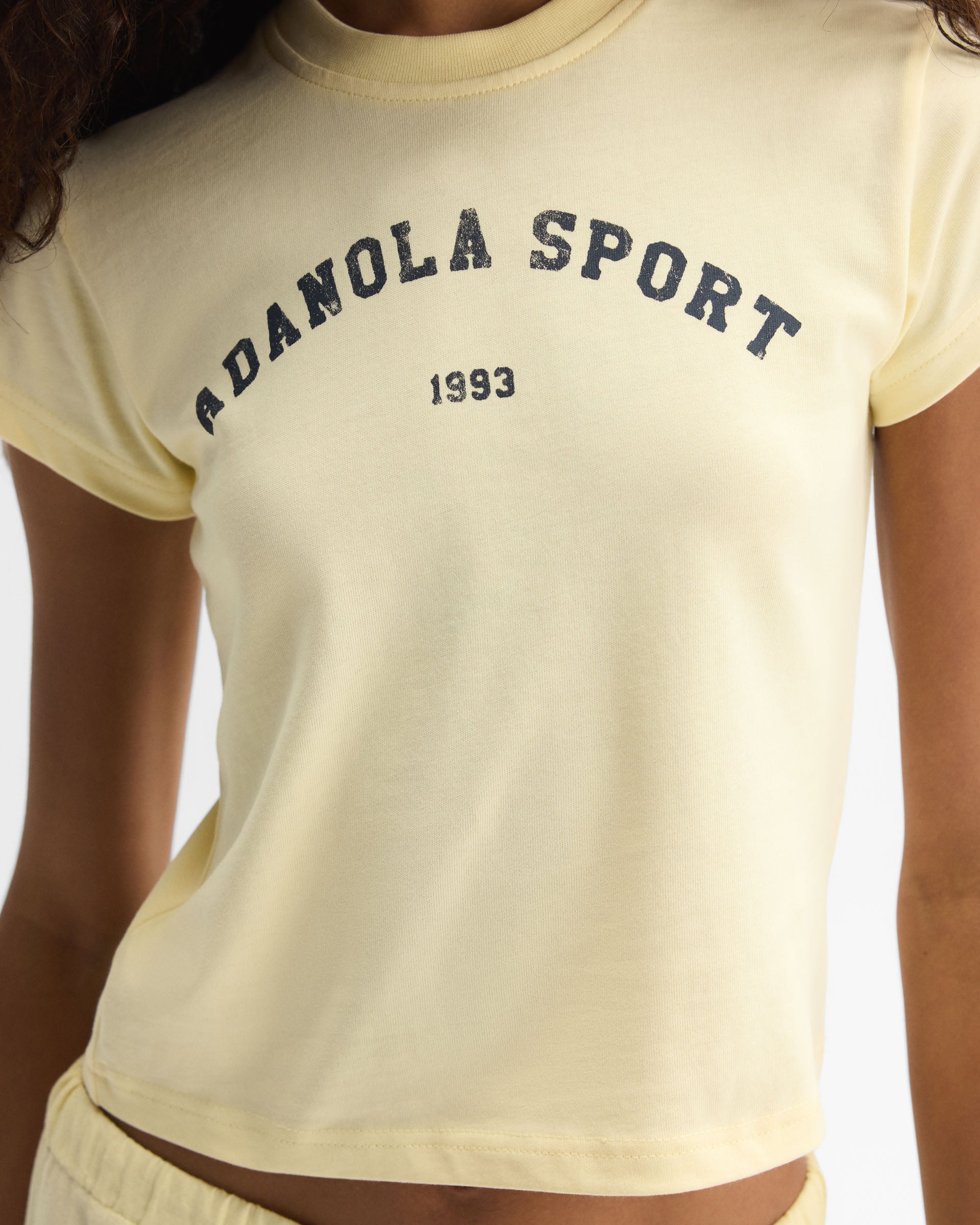 Adanola Sport Baby Tee - Buttercream/Navy Blue - Image 3