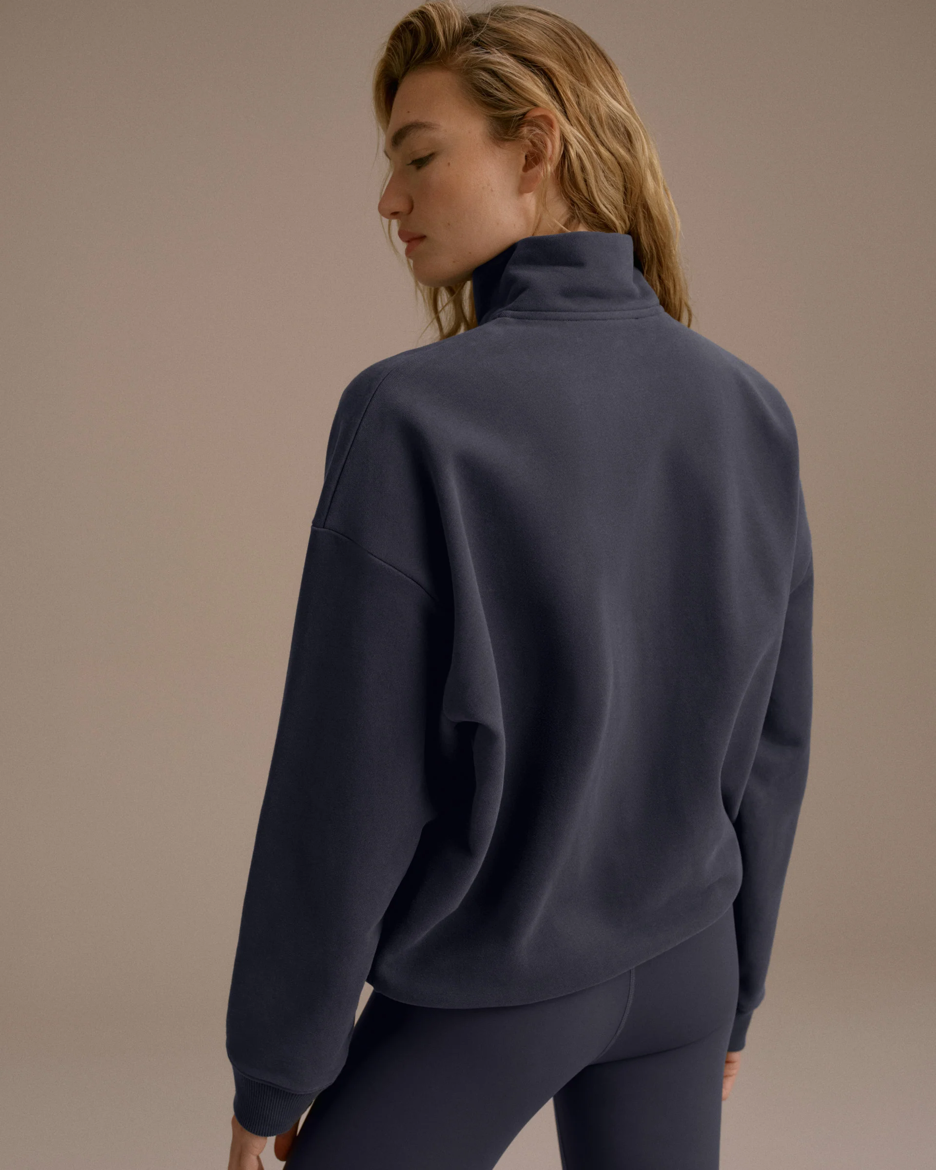 AS Bold Oversized Full Zip Funnel Neck Sweatshirt - Washed Midnight Blue/Marshmallow White - Image 2