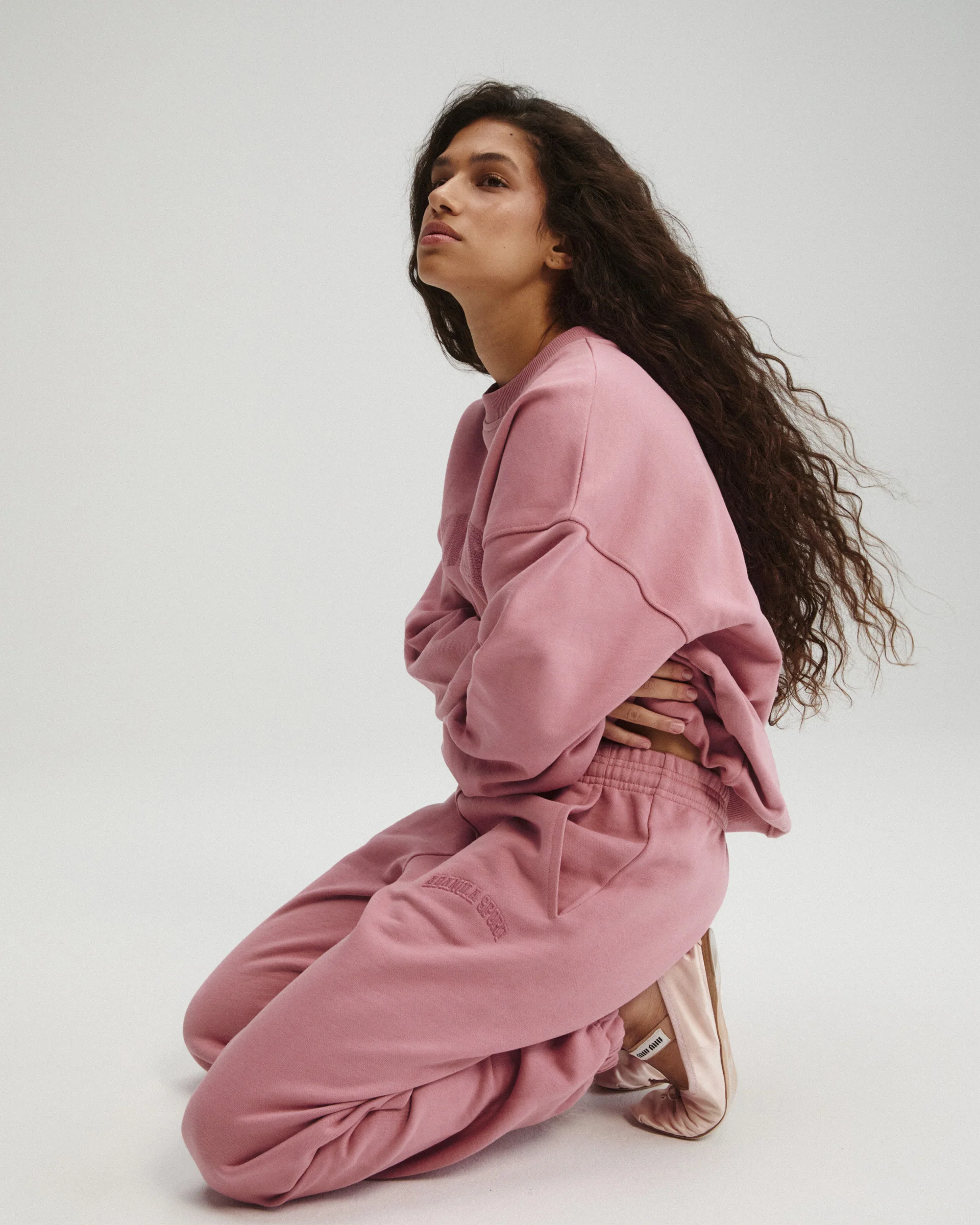 AS Chain Stitch Oversized Sweatshirt - Dusty Pink - Image 3