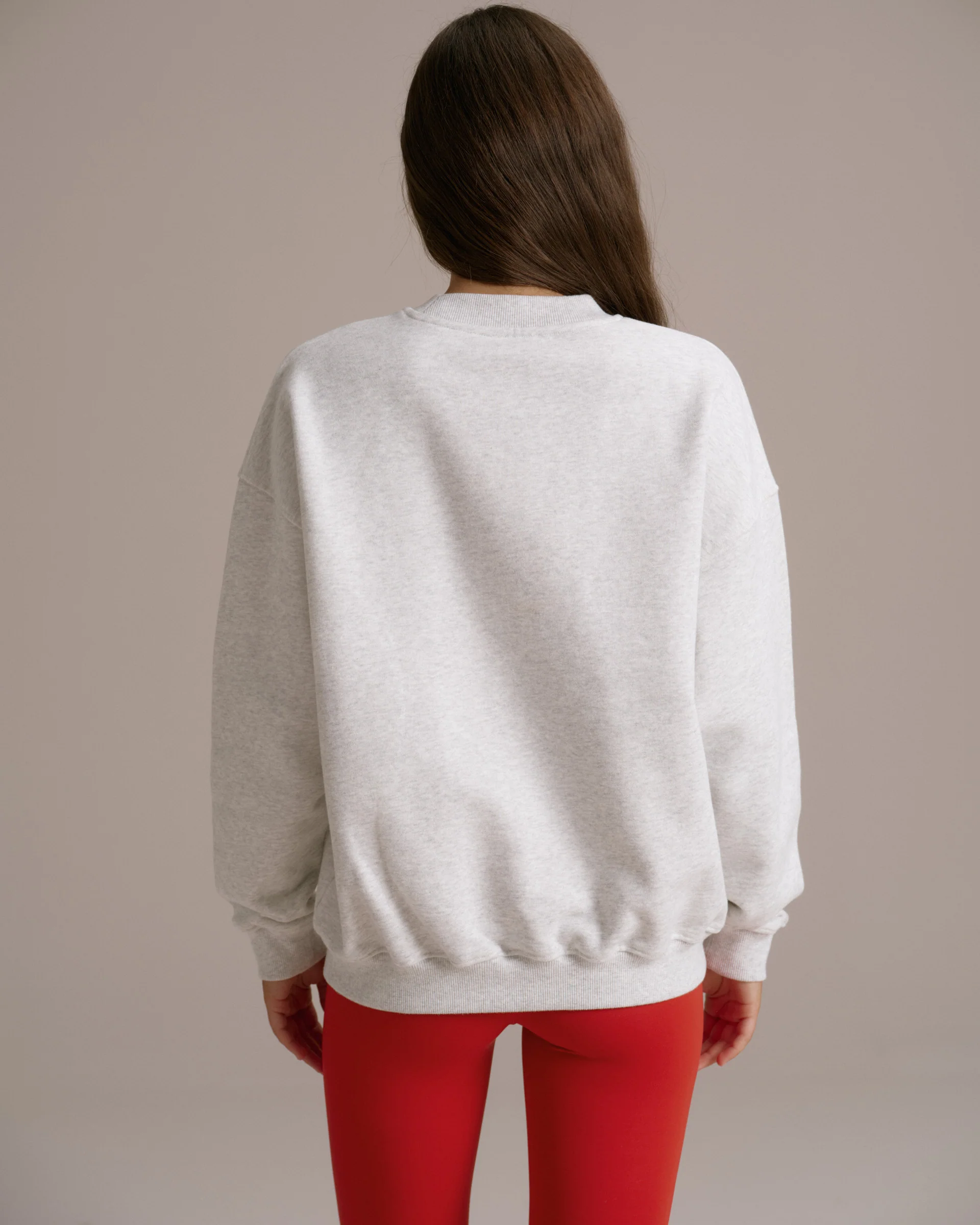 AS Oversized Sweatshirt - Light Grey Melange/Apple Red - Image 2