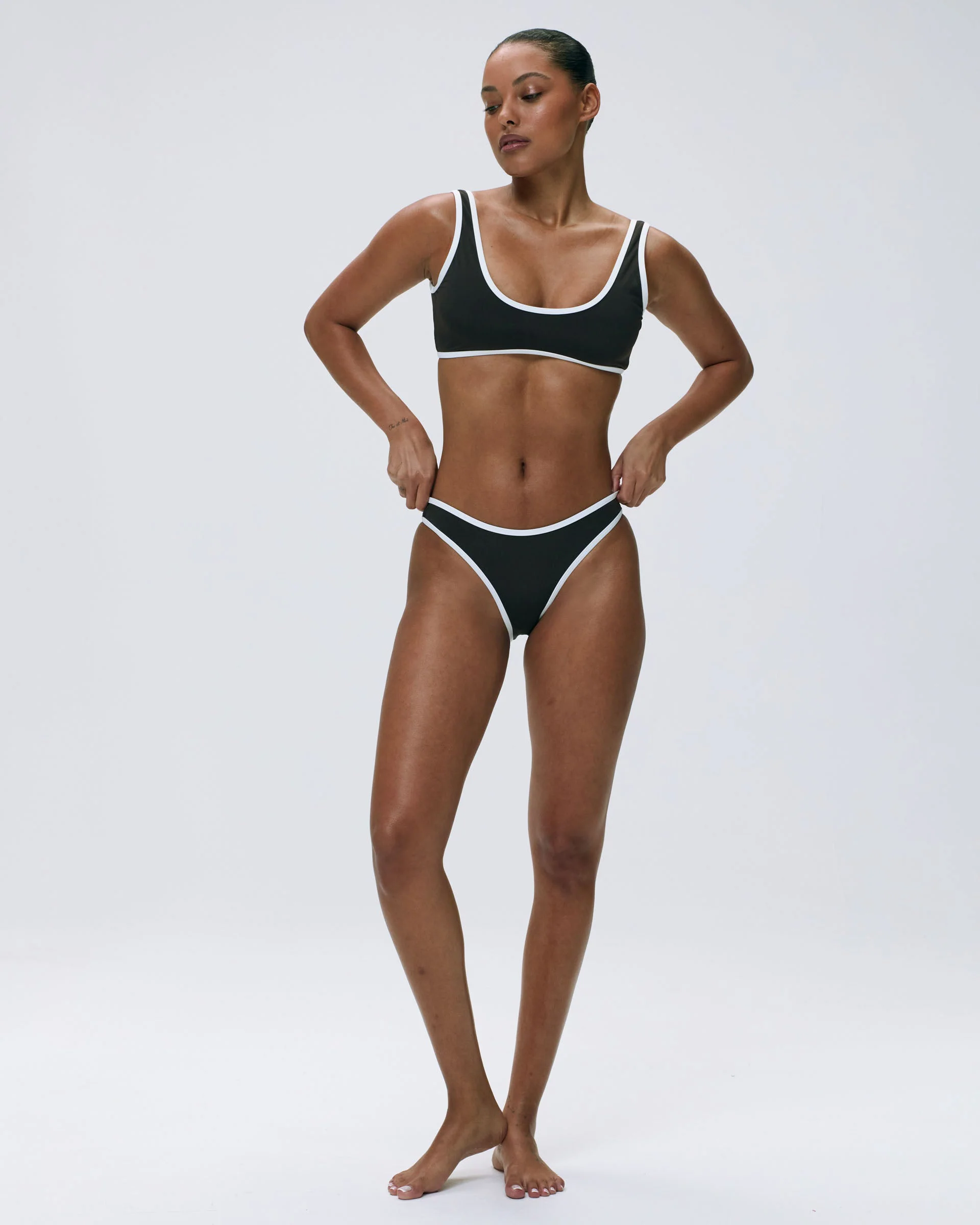 Contrast Bikini Bottom - Coffee Bean/Marshmallow White - Image 5