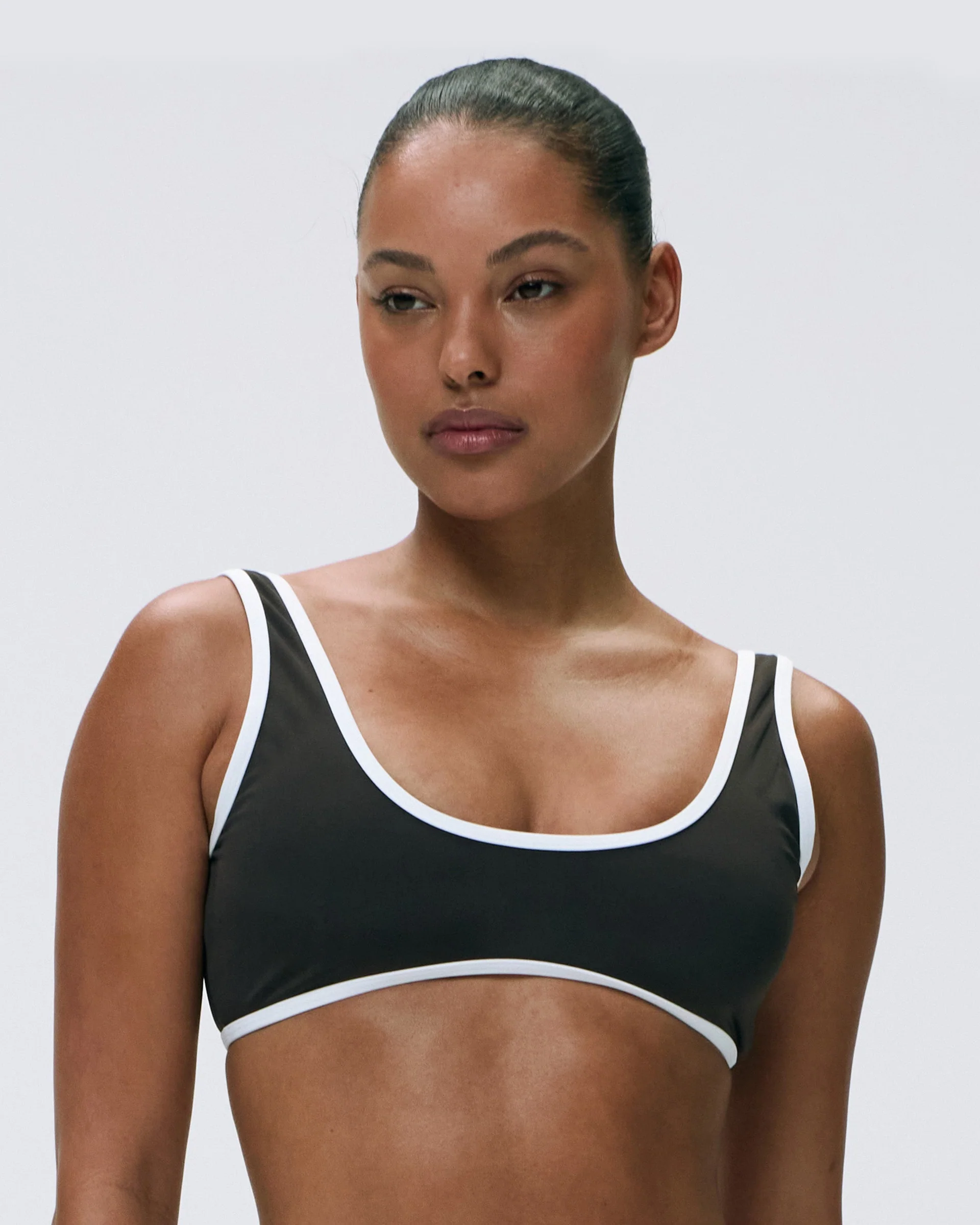 Contrast Scoop Bikini Top - Coffee Bean/Marshmallow White - Image 5