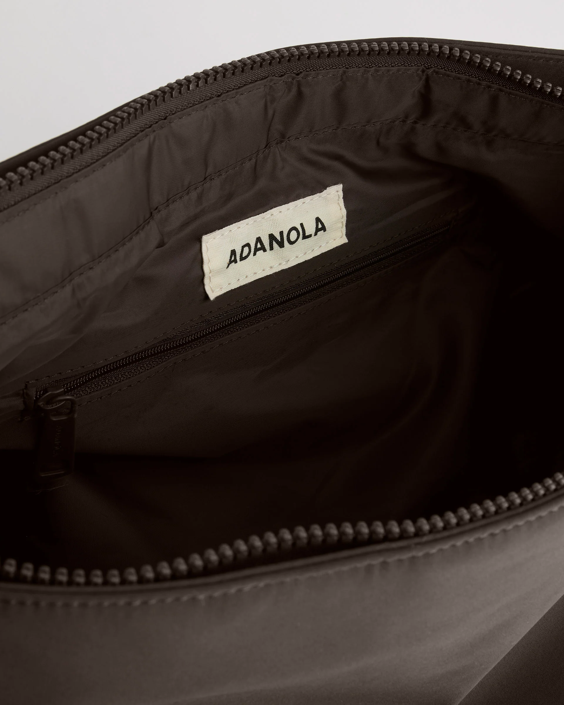 Gathered Nylon Shoulder Bag - Coffee Bean - Image 3