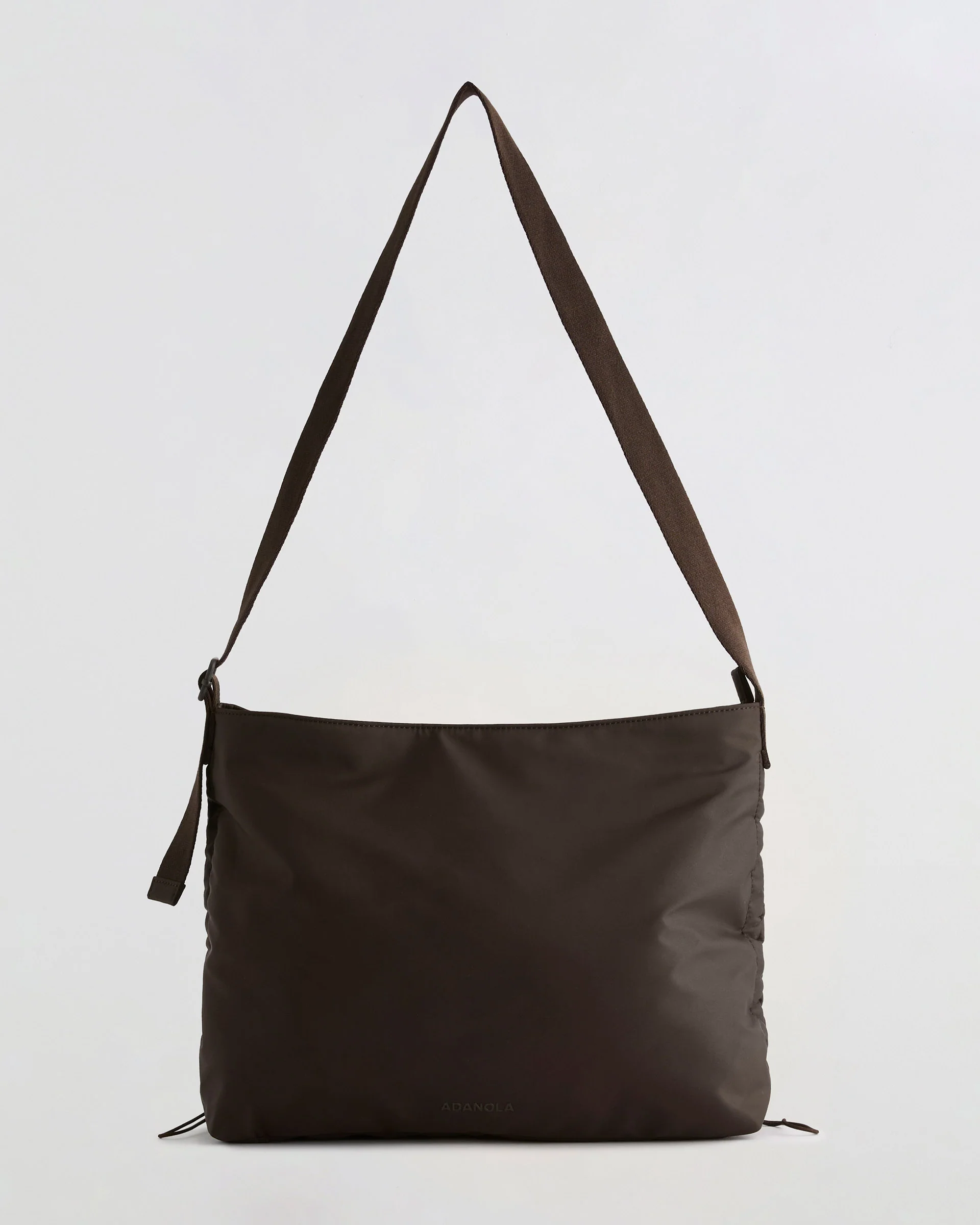 Gathered Nylon Shoulder Bag - Coffee Bean - Image 7