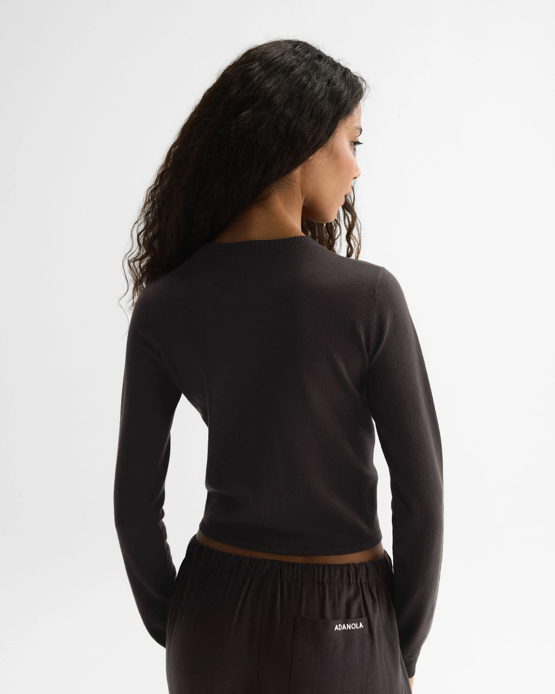 Knit Snap Button Cardigan - Coffee Bean - Image 5