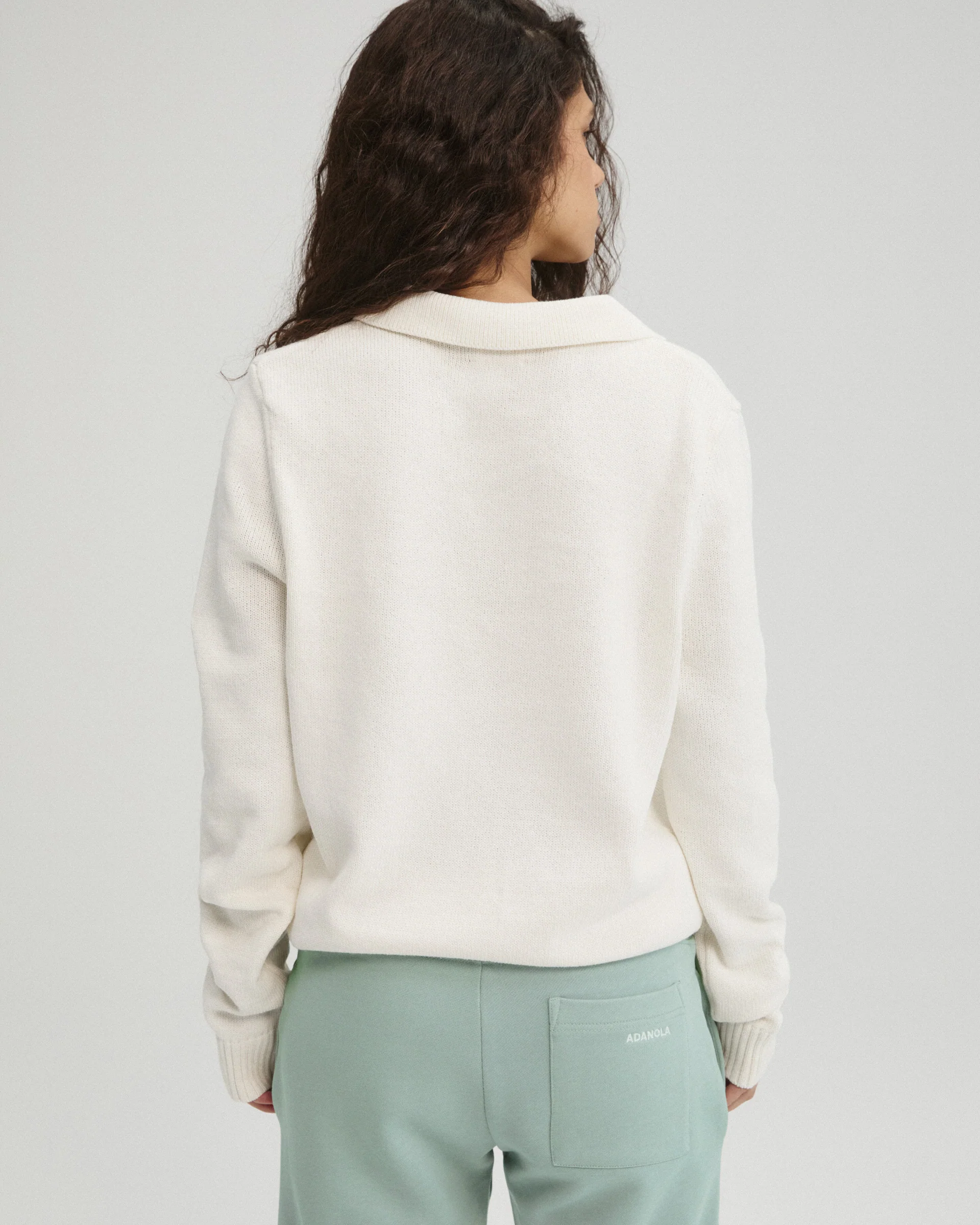 Knit Stripe Polo Top - Marshmallow White - Image 2