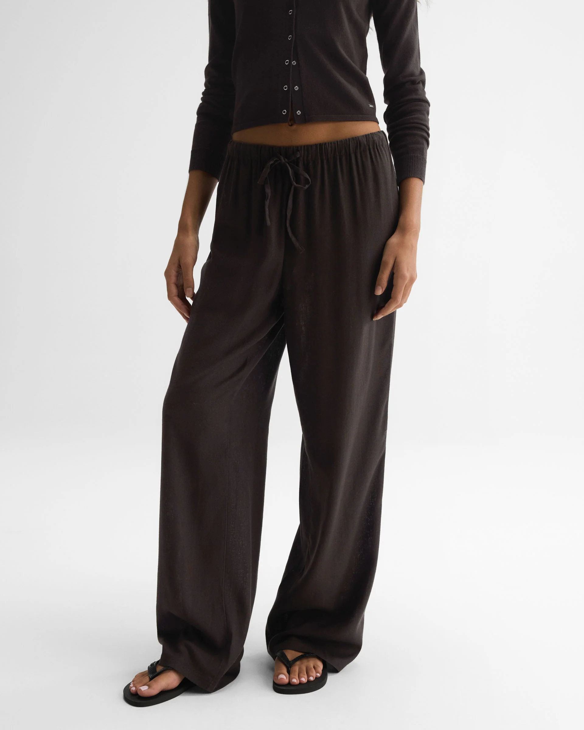Linen Blend Pants - Coffee Bean - Image 4