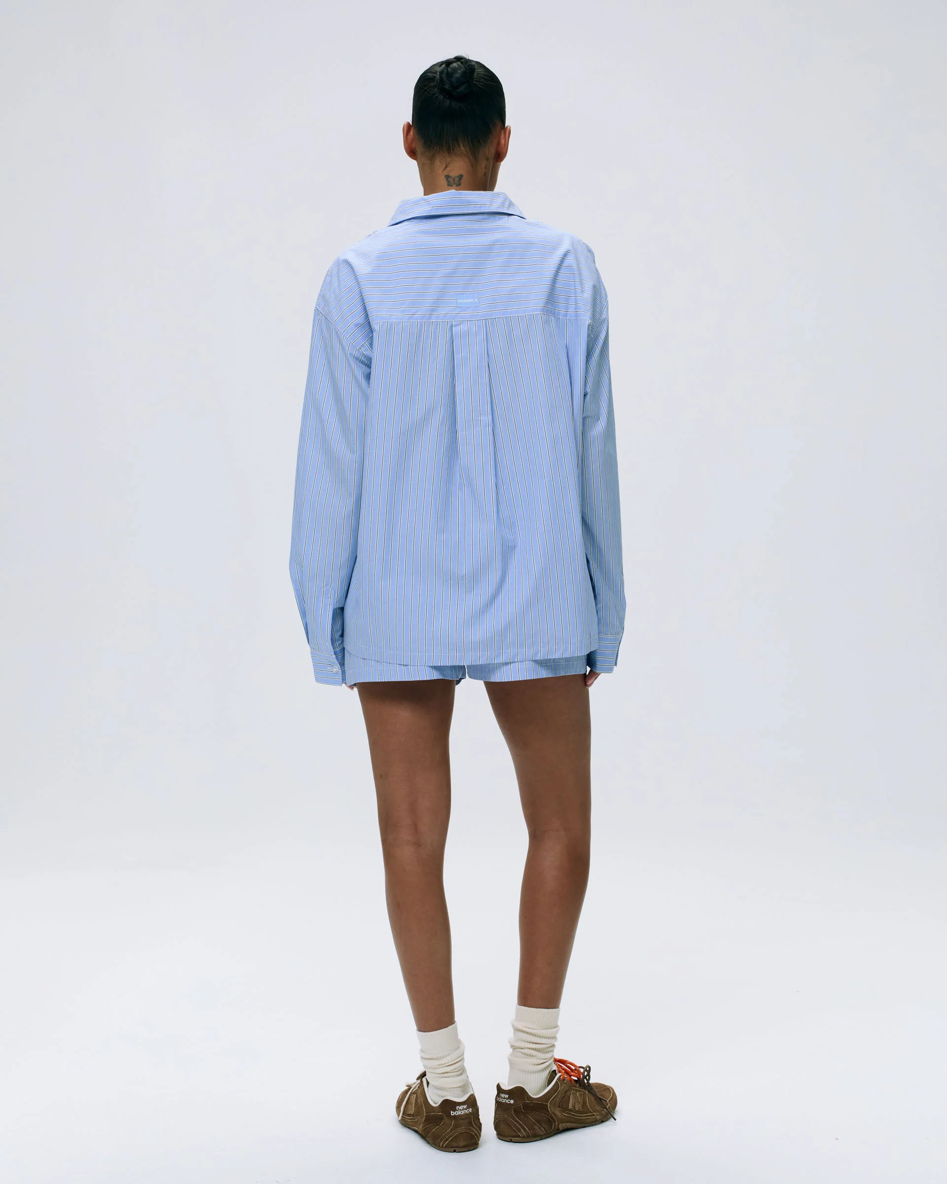 Cotton Stripe Oversized Shirt - Blue/White - Image 2