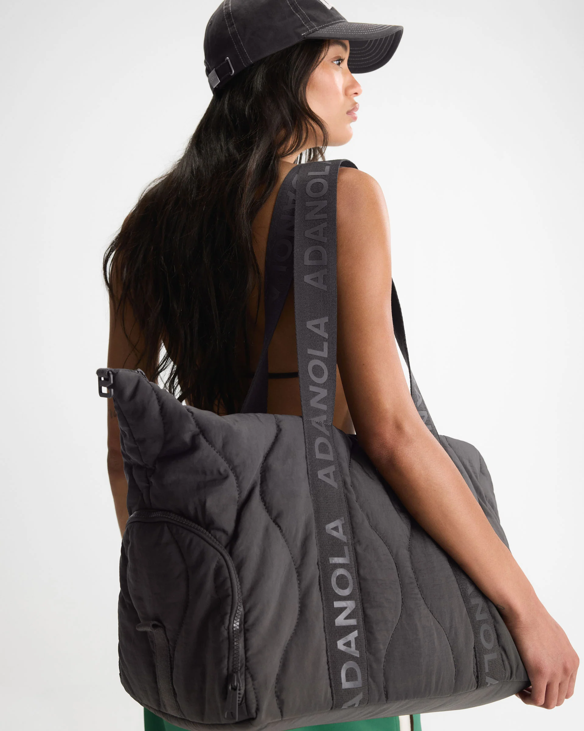 Quilted Nylon Weekender Bag - Coffee Bean - Image 2