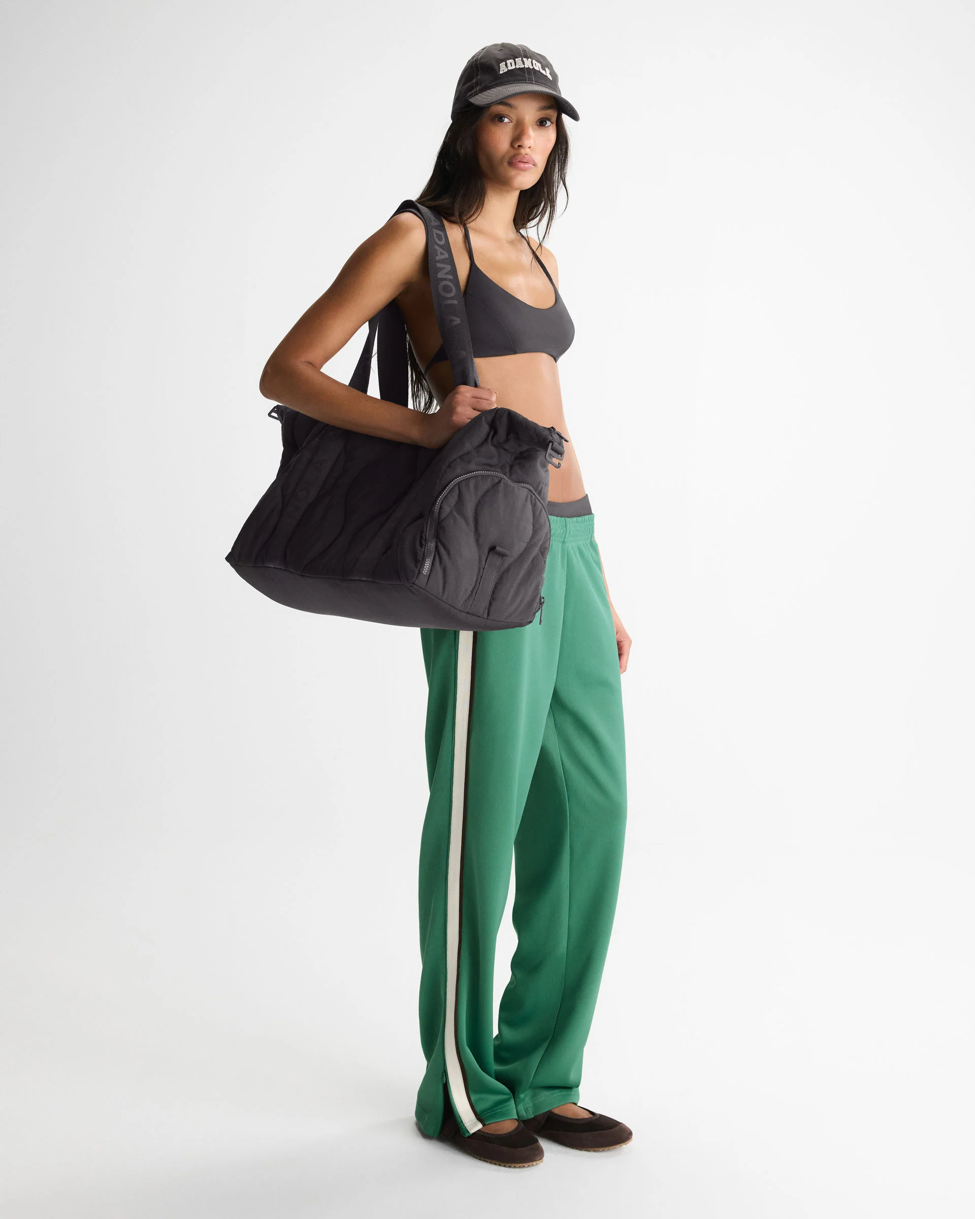 Quilted Nylon Weekender Bag - Coffee Bean - Image 7