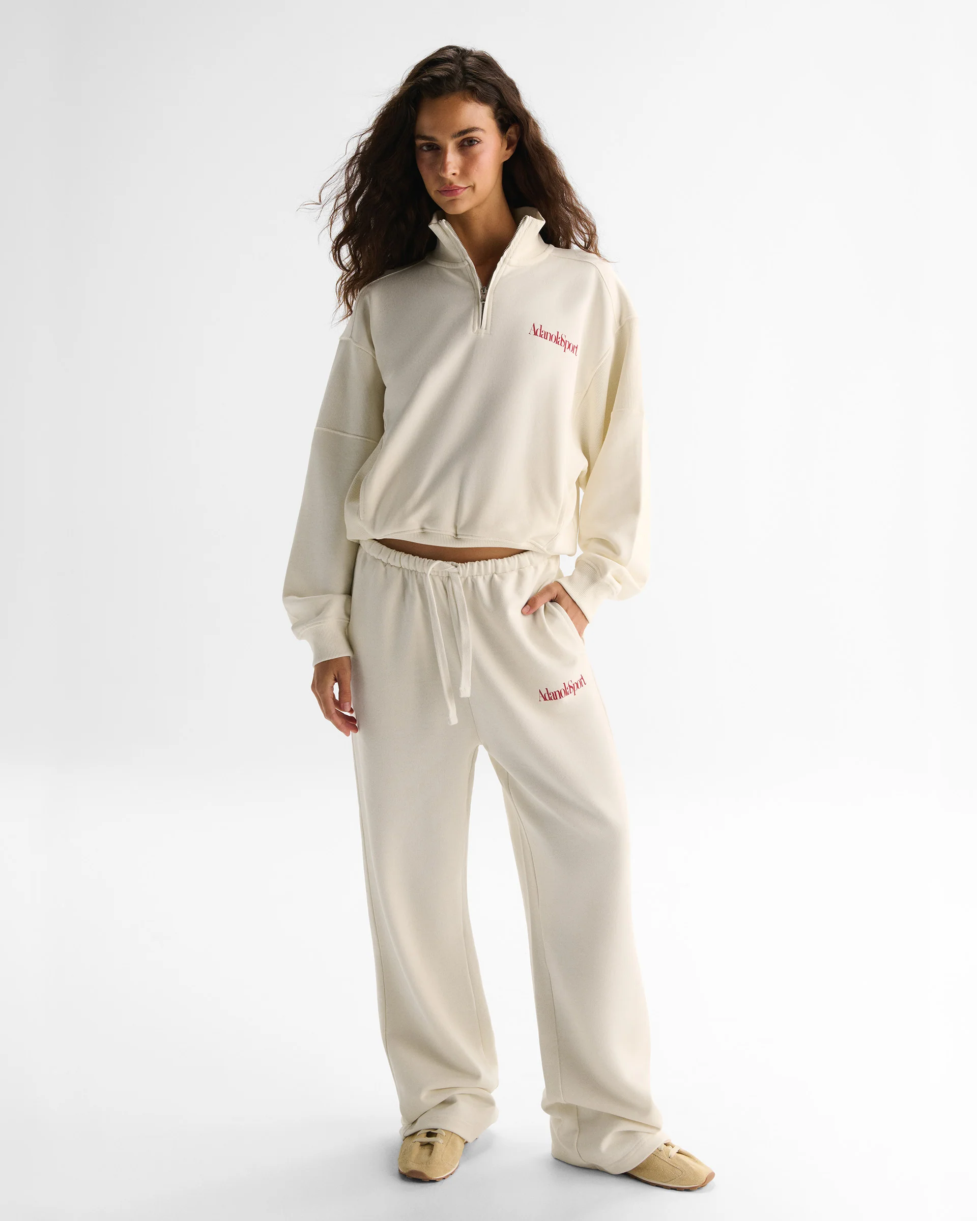 Retro AS Loose Fit Straight Leg Sweatpants - Marshmallow White/Classic Red - Image 4
