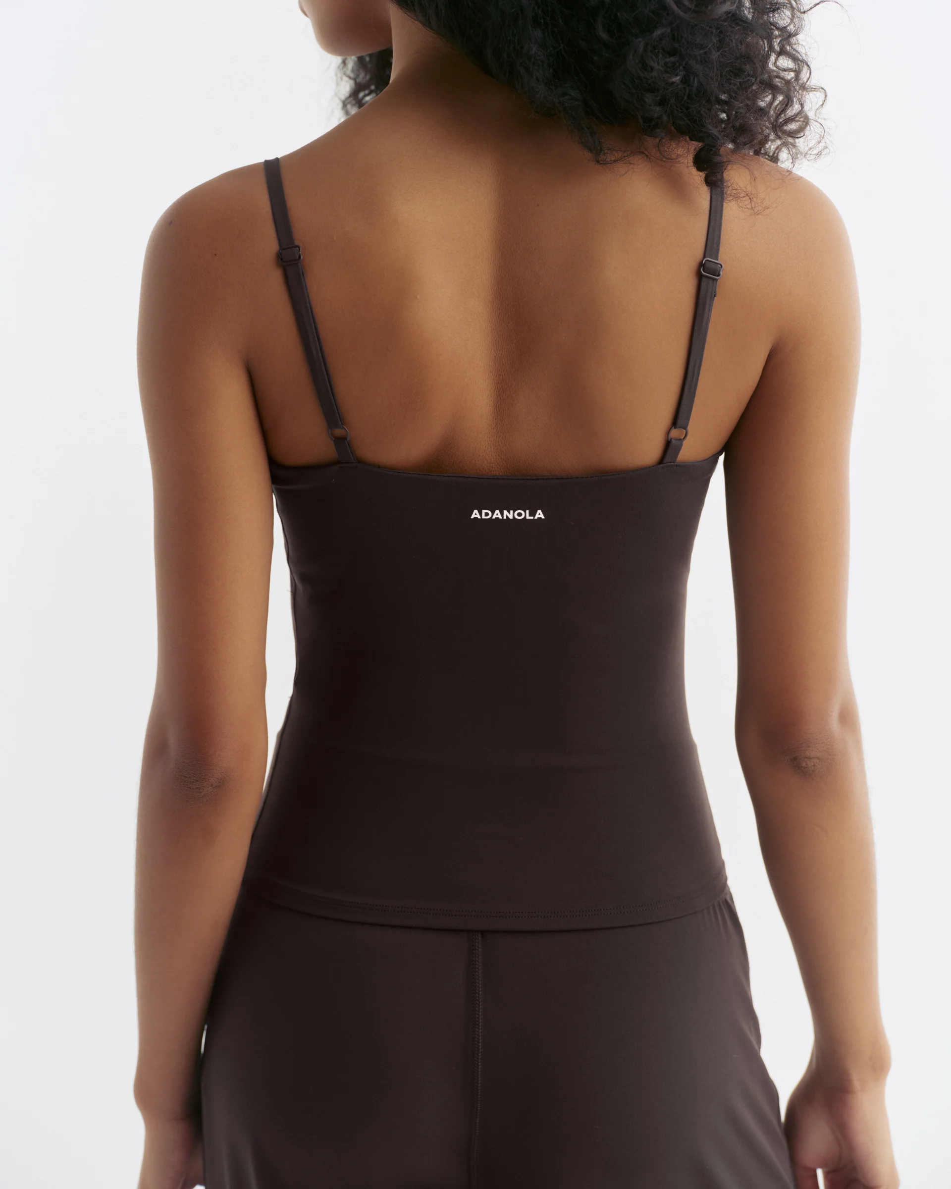 Skinny Strap Yoga Top - Coffee Bean - Image 2