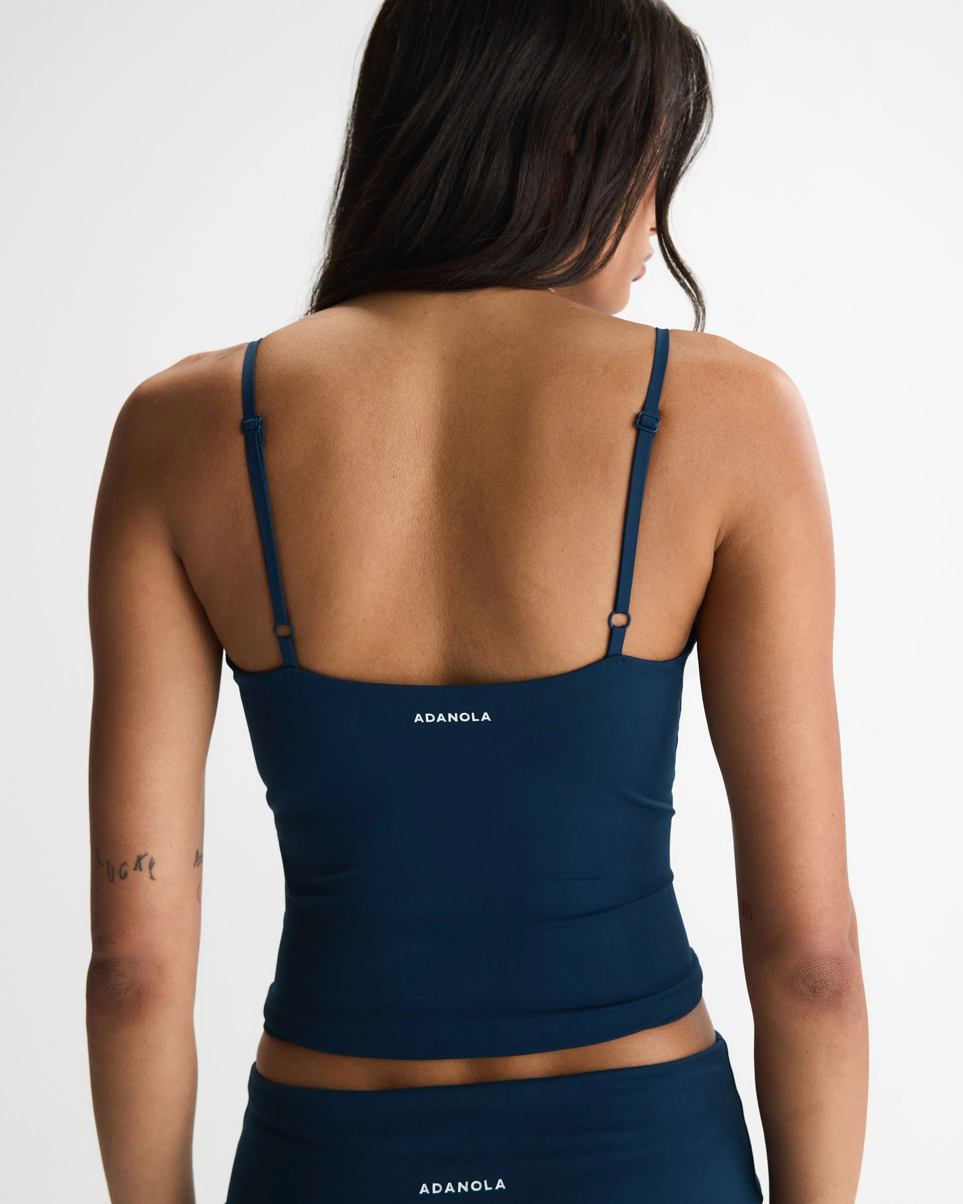 Skinny Strap Yoga Top - Navy Blue - Image 2