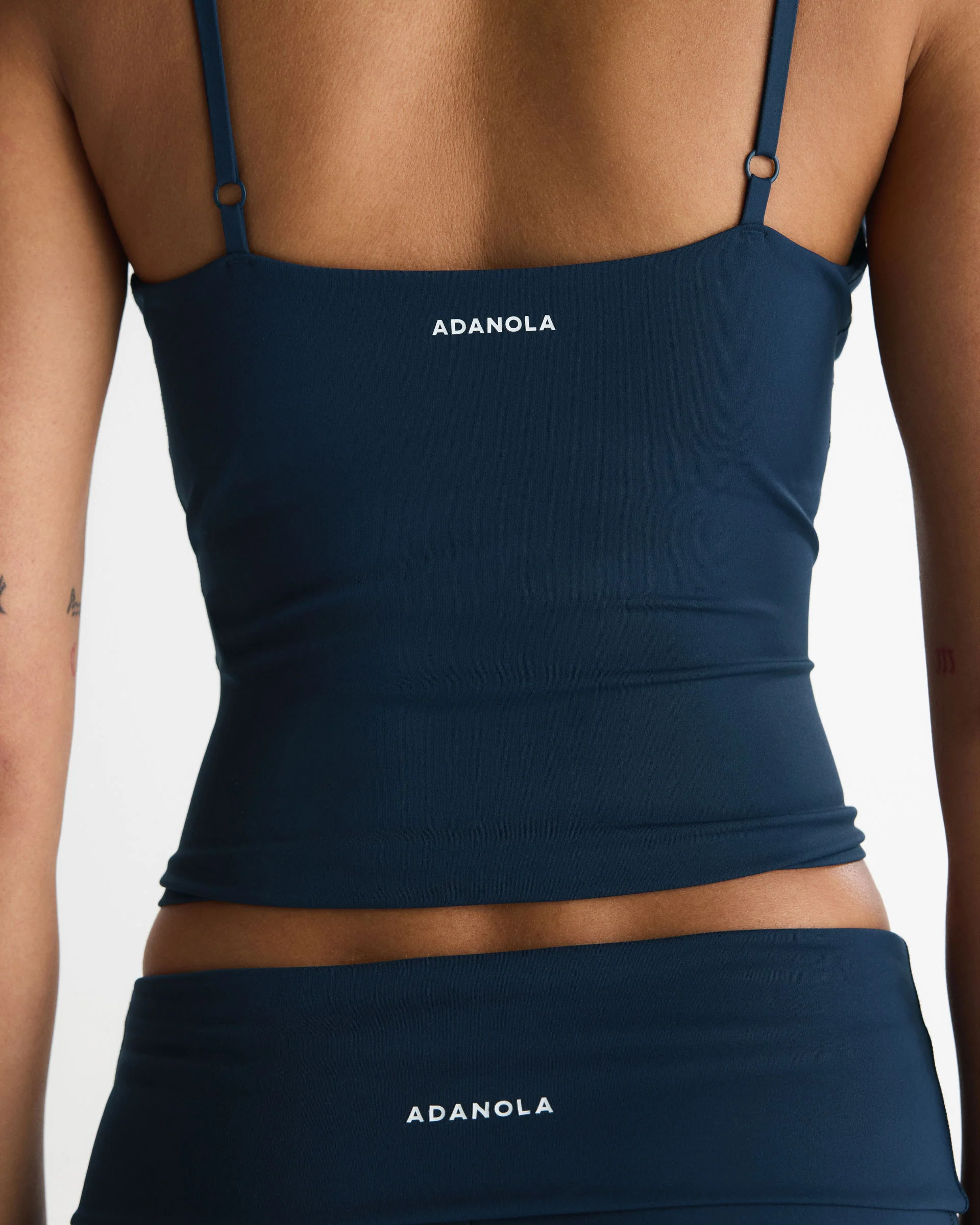 Skinny Strap Yoga Top - Navy Blue - Image 3