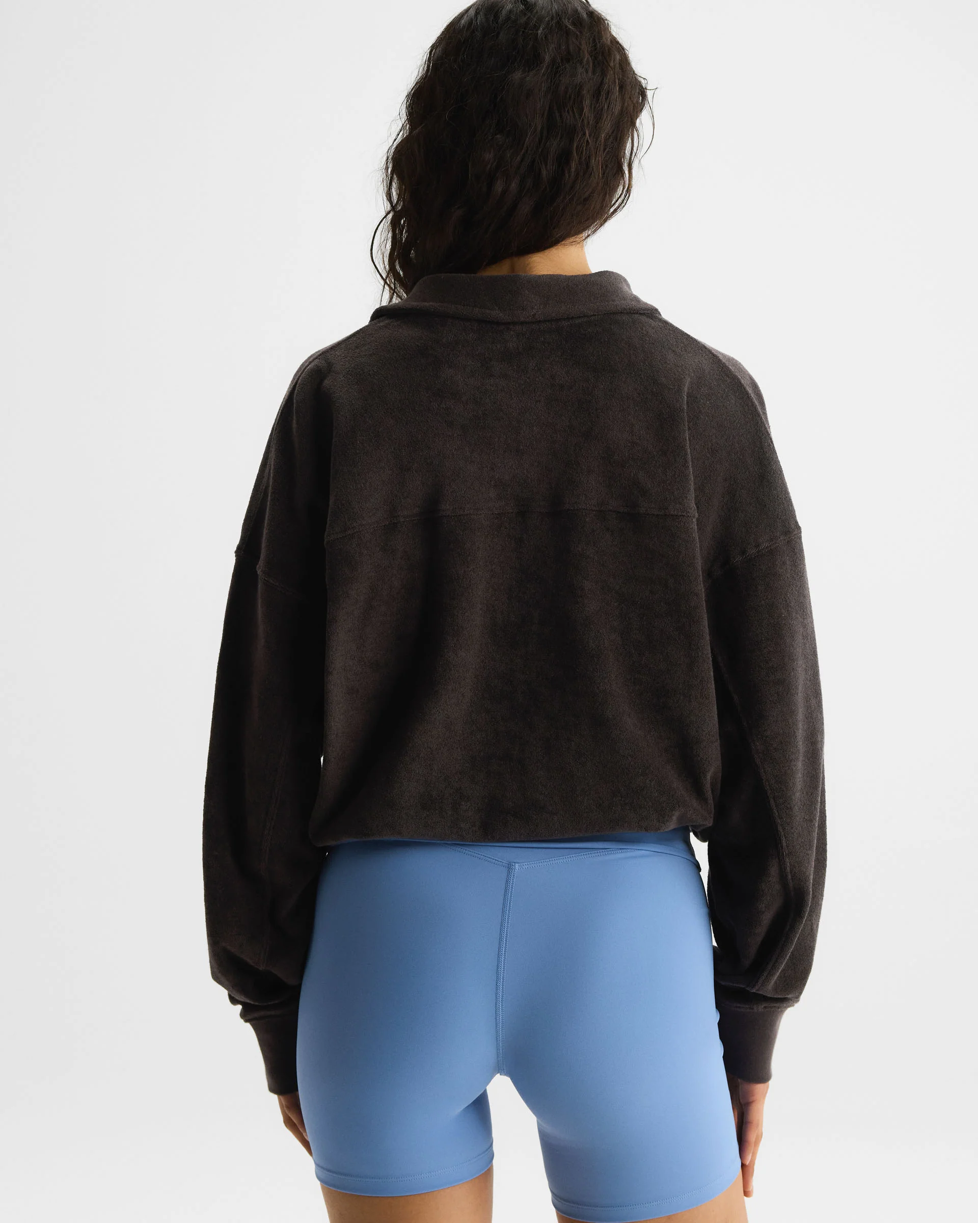 Terry Towelling Tie Hem Jacket - Coffee Bean - Image 2