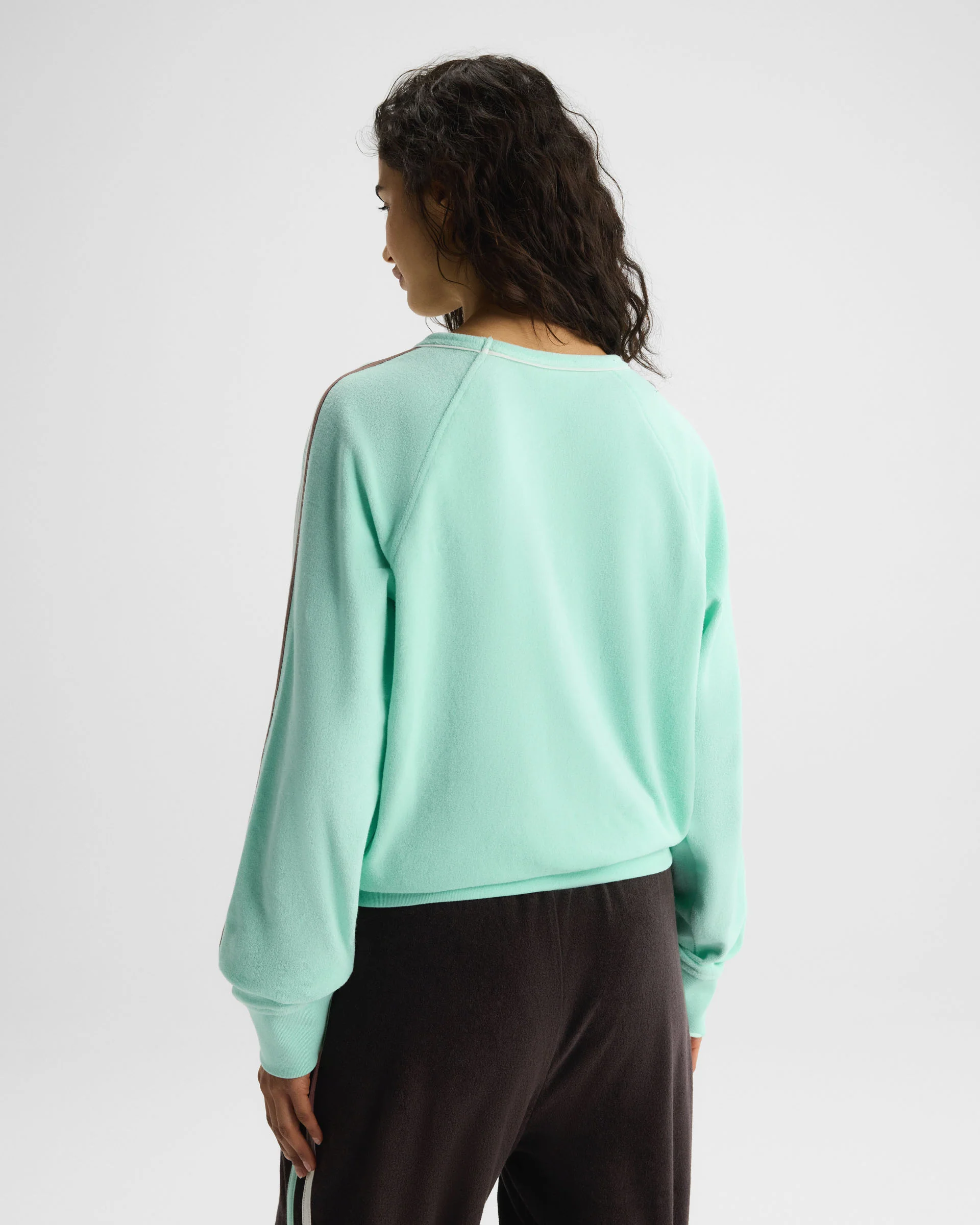 Terry Towelling V-Neck Sweatshirt - Mint Green - Image 2
