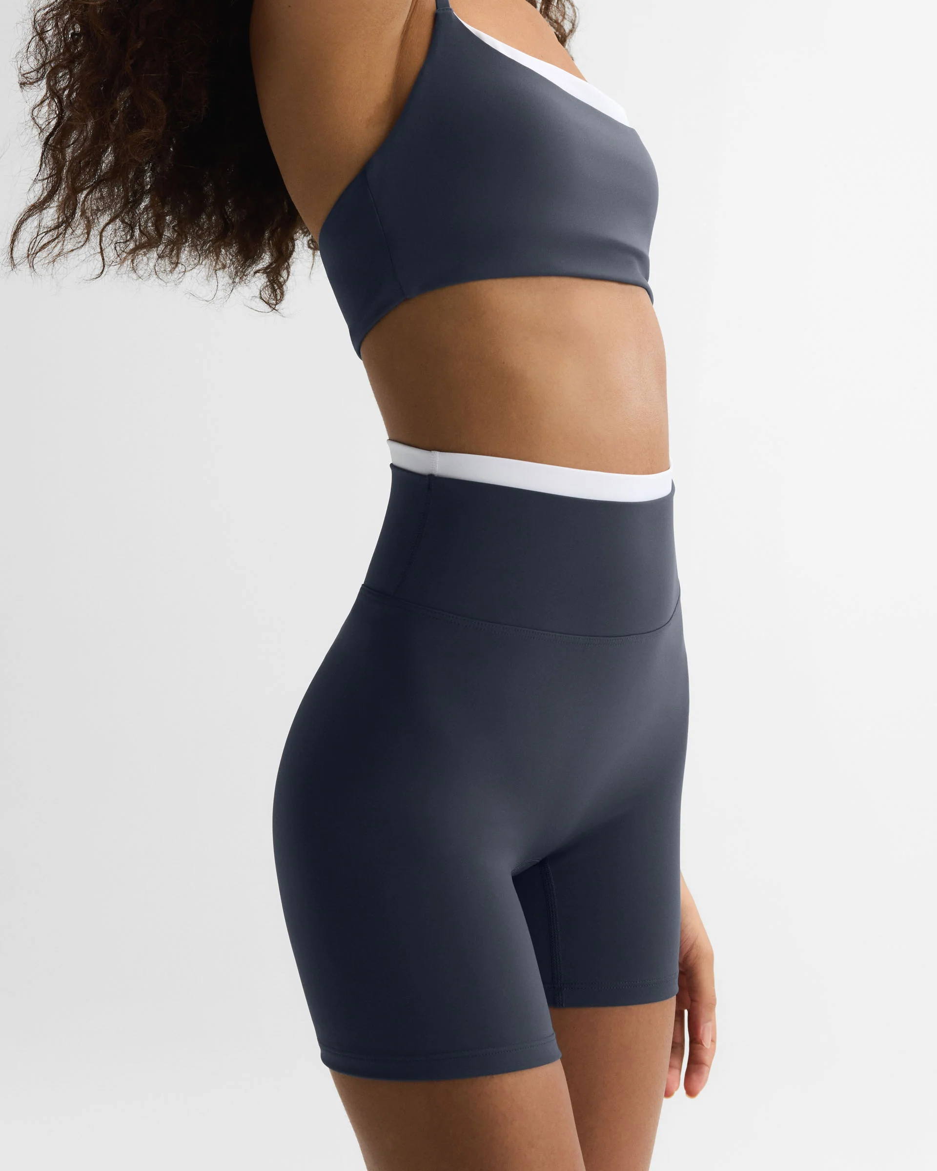 Ultimate Double Layer Crop Shorts - Midnight Blue/White - Image 3