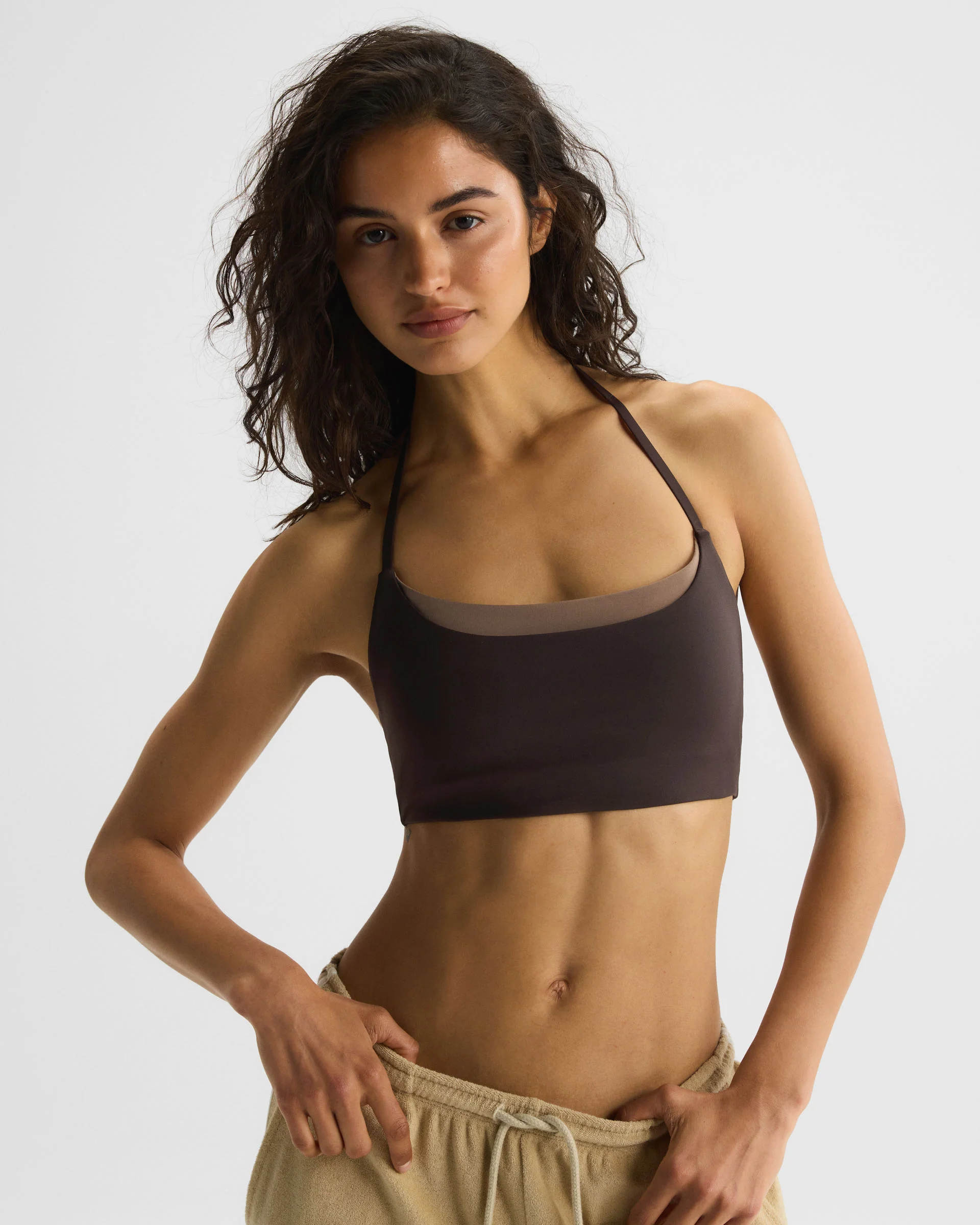 Ultimate Halter Double Layer Bra - Coffee Bean/Dusty Brown - Image 5