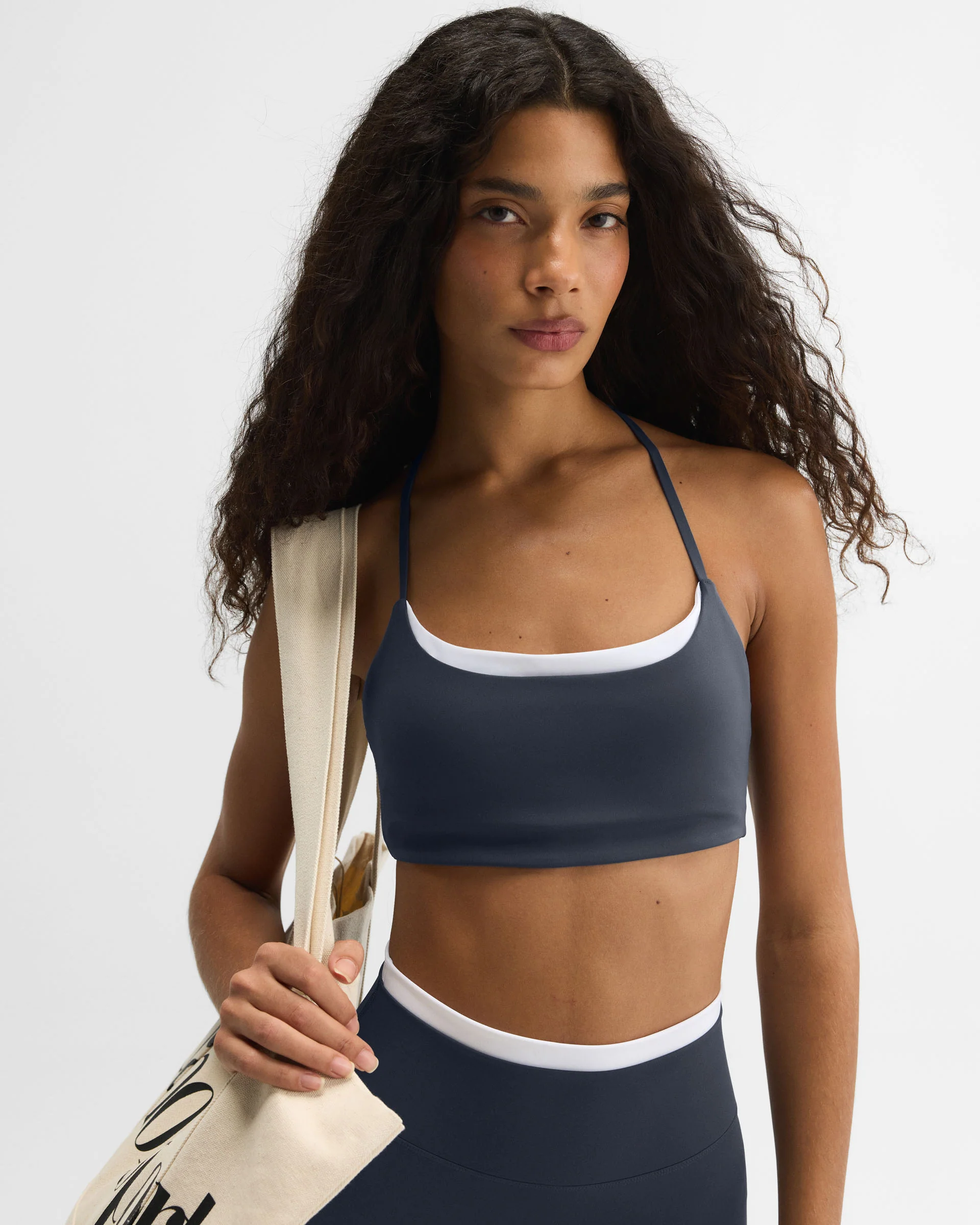 Ultimate Halter Double Layer Bra - Midnight Blue/White - Image 3