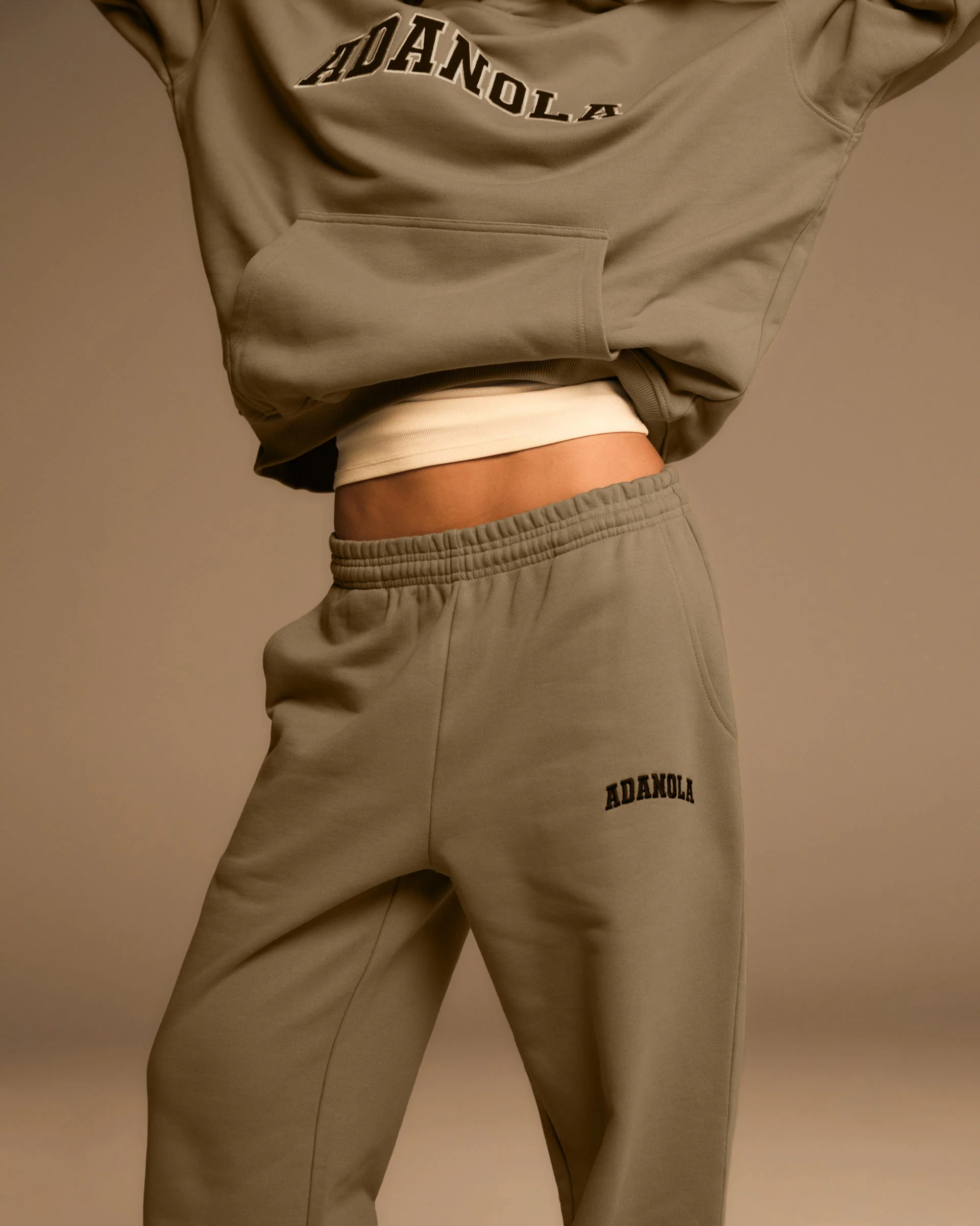 Varsity Straight Leg Sweatpants - Khaki Beige - Image 2